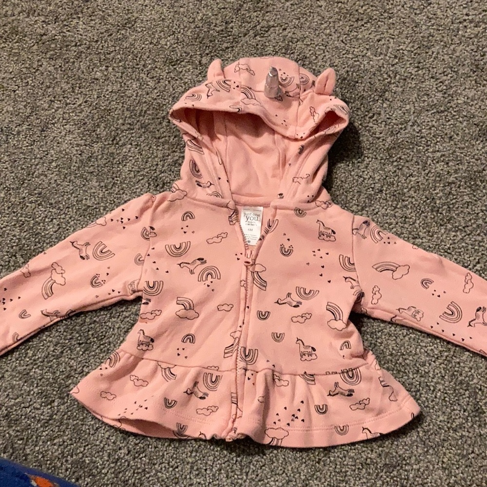 SOLD! Pink unicorn hoodie 6-9 months